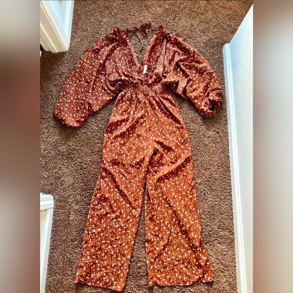 Fab'rik Rust Floral Jumpsuit